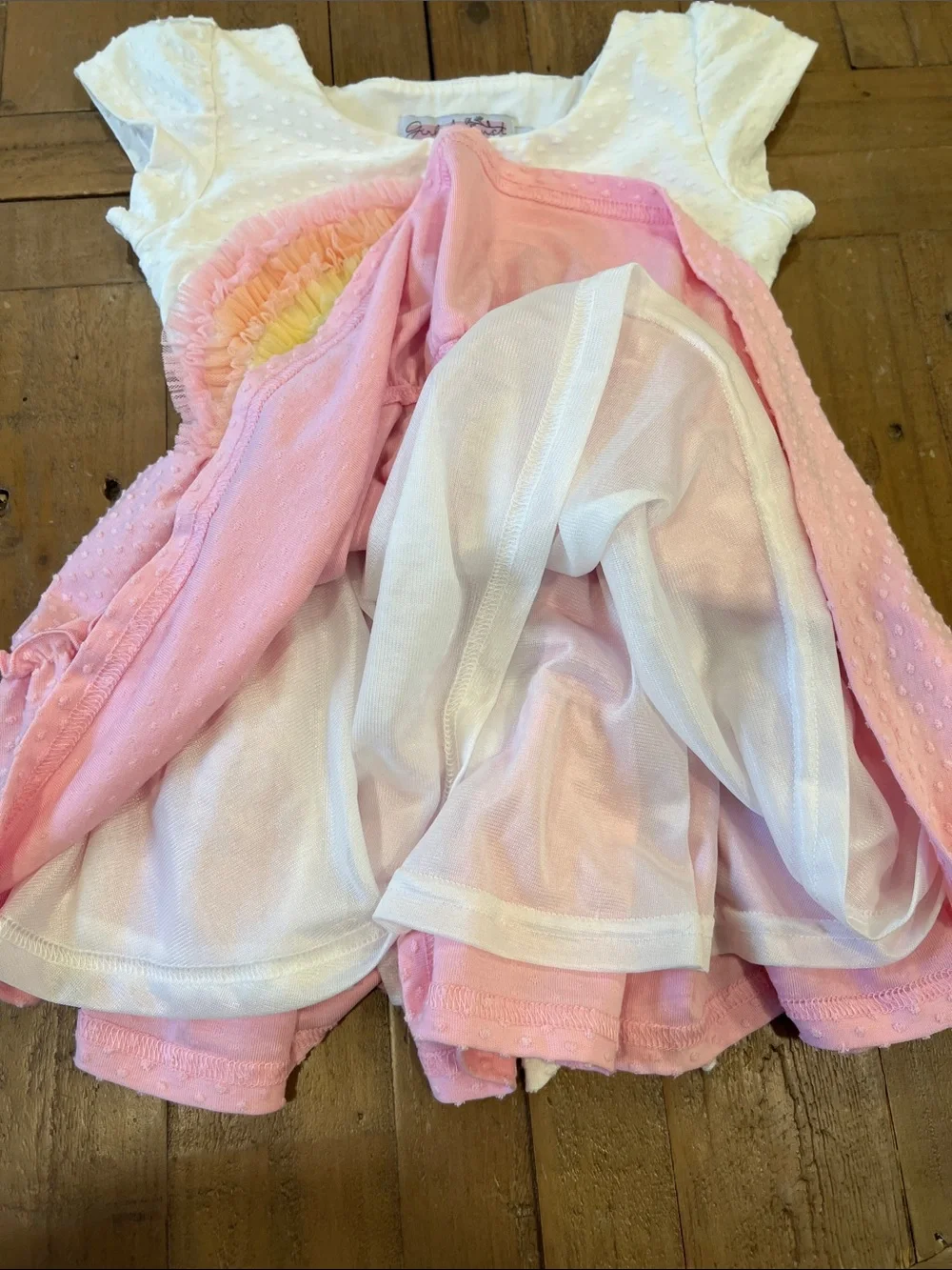 Girl August pink swiss dot tulle rainbow tunic dress 5 years